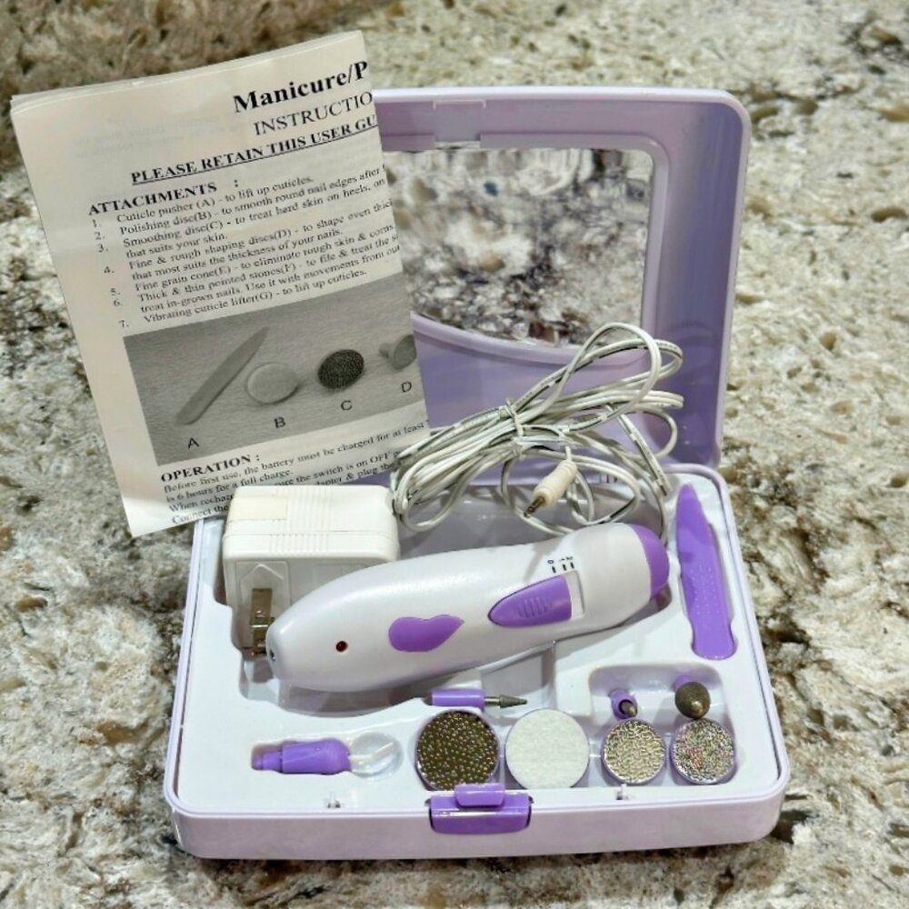 Cordless Manicure Pedicure Nail Care Set 2 Settings Model ES-208 Nice Condition!
